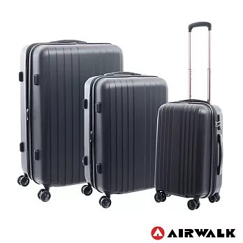 AIRWALK LUGGAGE - 0&1的電子世界 科技網紋旅行箱 - 三箱組(蟲洞黑)