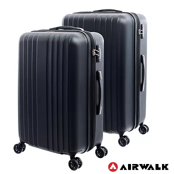 AIRWALK LUGGAGE - 0&1的電子世界 科技網紋旅行箱-24+28吋二箱組(蟲洞黑)