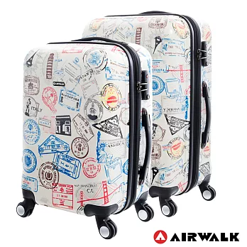 AIRWALK LUGGAGE - 精彩歷程 環郵世界行李箱20+24吋二箱組(各地米白)