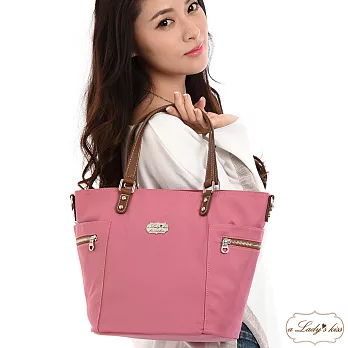 【a Lady’s真皮】通勤層次口袋二用托特包(果醬粉)