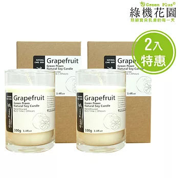 【綠機花園】幸福香氛 暖暖呵護-全手工天然大豆精油蠟燭《葡萄柚》二入組