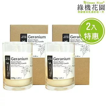 【綠機花園】幸福香氛 暖暖呵護-全手工天然大豆精油蠟燭《天竺葵》二入組