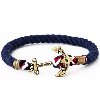Kiel James Patrick 美國手工船錨棉麻繩單圈手環 Union JackXS藍