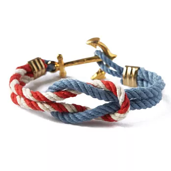 Kiel James Patrick 美國手工船錨水手繩結單圈手環 Kennedy CompoundXL淺藍+紅白