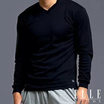 ELLE 跨年慶活動保暖V領衛生衣M黑色