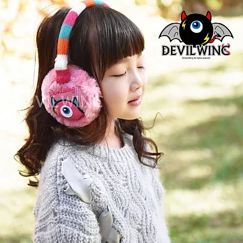 韓國DevilWing小惡魔男女童彩色條紋造型可調耳套防寒耳罩 兒童保暖耳套粉紅色