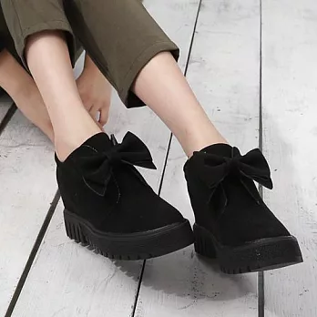 【Moscova】甜美百分可愛蝴蝶結厚底短靴37黑色