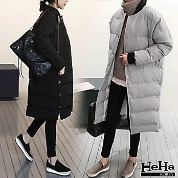 外套 寬鬆鋪棉加厚長版風衣外套 二色-HeHa-M(灰色)