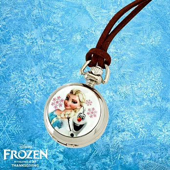 Frozen 冰雪奇緣 麂皮繩懷錶-艾莎與雪寶