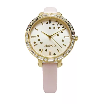 MANGO 真心不打烊晶鑽時尚優質女性腕錶-金-MA6673L-80K