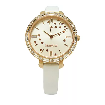 MANGO 真心不打烊晶鑽時尚優質女性腕錶-玫瑰金-MA6673L-80R