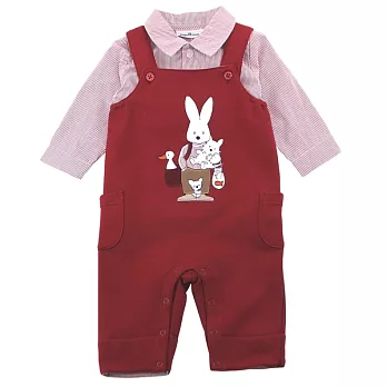 【愛的世界】吊帶褲套裝-台灣製-80紅色