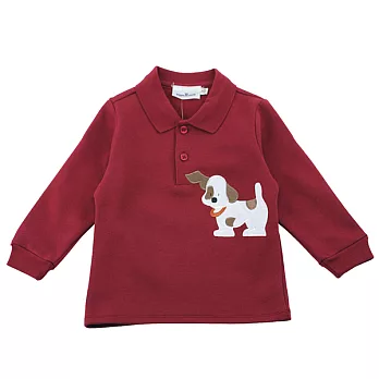 【愛的世界】保暖刷毛POLO衫-台灣製-95深紅/暗紅色