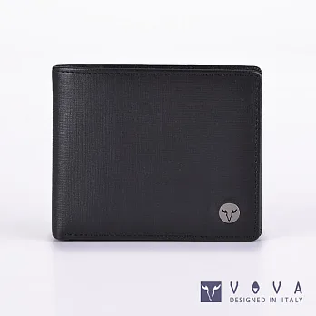 VOVA • 沃汎 - 凱旋系列 4卡零錢袋IV紋短夾- 黑色
