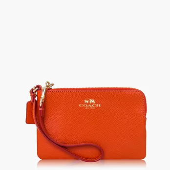【COACH 攜帶便利】皮革 / 零錢收納 / 手拿包(小款)_橘色