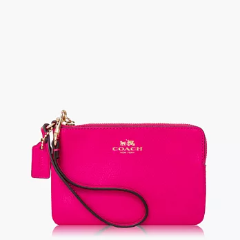 【COACH 攜帶便利】皮革 / 零錢收納 / 手拿包(小款)_桃紅