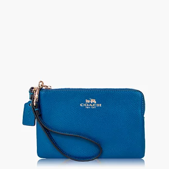 【COACH 攜帶便利】皮革 / 零錢收納 / 手拿包(小款)_藍色