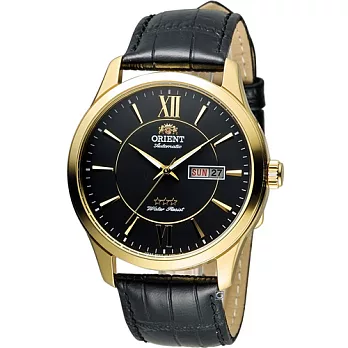 ORIENT 東方錶經典都會時尚機械腕錶 FEM7P004B 黑x金
