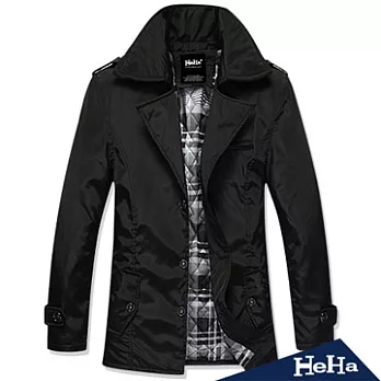 外套 英倫氣質型男舖棉風衣外套 二色-HeHa-M(黑色)