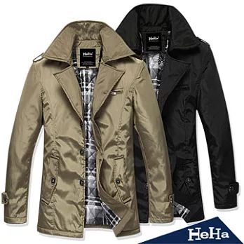外套 英倫氣質型男舖棉風衣外套 二色-HeHa-M(卡其)