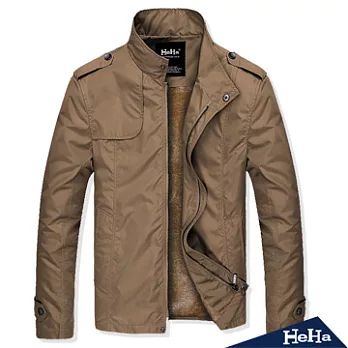 夾克 立領防風加絨風衣外套 三色-HeHa-L(卡其)