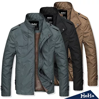 夾克 立領防風加絨風衣外套 三色-HeHa-L(灰藍)