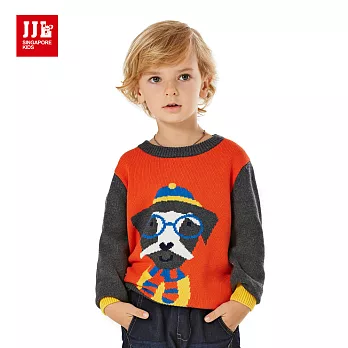 【JJLKIDS】可愛造型小狗拼接毛衣(橙色)105橙色