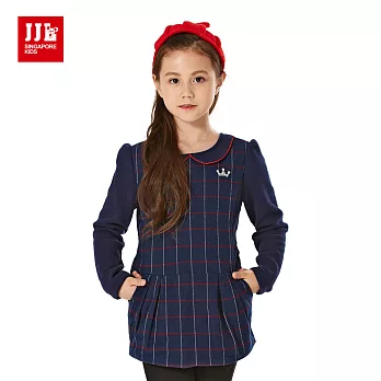 【JJLKIDS】皇冠公主格紋連身裙(藏青)120藏青