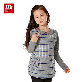 【JJLKIDS】皇冠公主格紋連身裙(麻灰)120麻灰