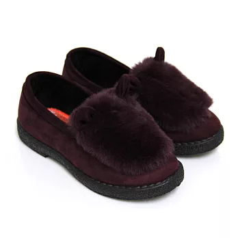 【Pretty】暖暖毛茸兔子耳朵造型休閒鞋36紫色