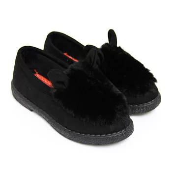 【Pretty】暖暖毛茸兔子耳朵造型休閒鞋39黑色