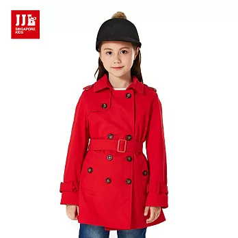 【JJLKIDS】精品名媛系風衣外套(大紅)120大紅