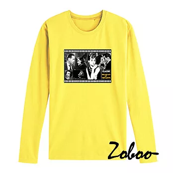 [ZOBOO]奧斯卡經典畫面純棉長袖T恤(ZA016)XS黃色