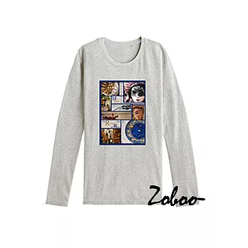 [ZOOBO]威尼斯嘉年華純棉長袖T恤(ZA026)XS灰色