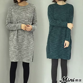 洋裝 長版寬鬆抓絨針織開叉連身裙 三色-Mini嚴選-FREE(淺灰)