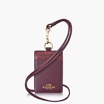 【COACH 多功能夾】皮革 / 證件夾 / 識別證套_金屬紅