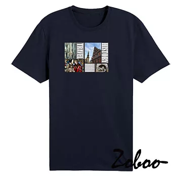 ZOBOO心境朝聖之旅純棉短袖T恤(ZB012)XS丈青色