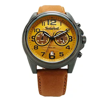 Timberland 雙眼渦輪優質時尚腕錶-橘+咖啡-TBL.14518JSU/20