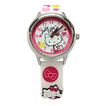 Hello Kitty 可愛的俏皮寶貝時尚造型腕錶-白色-KT013LWWW-A