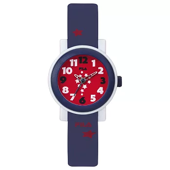 FILA 星系寶貝指針兒童錶-紅面x深藍錶帶