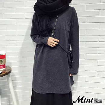 上衣 蝙蝠袖寬鬆打底長版T恤 二色-Mini嚴選-FREE(灰色)