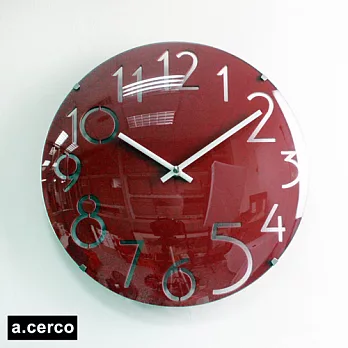 【a.cerco】純色風格玻璃數字時鐘/掛鐘 (共三色可選)紅色