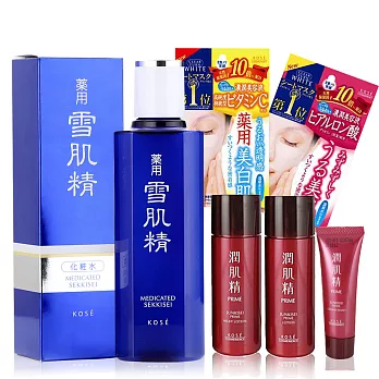 KOSE高絲 雪肌精化妝水360ml( 贈潤肌精旅行5件組 )化妝水33ml+乳液33ml+洗顏霜15g+光映透面膜2片