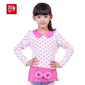 【JJLKIDS】甜美圓點翻領卡通造型連身上衣(玫紅)110玫紅
