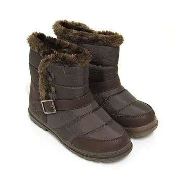 【Pretty】暖暖鋪毛飾釦雪靴23棕色