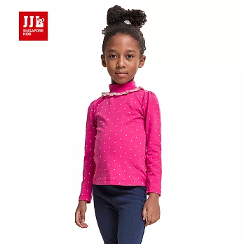 【JJLKIDS】夢幻公主小圓點蕾絲上衣T恤(玫紅)140玫紅