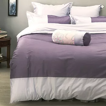 LITA麗塔 波隆那-紫色303織精梳棉床包薄被套枕套三件式-單人