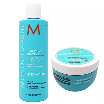 Moroccan oil摩洛哥優油 優油保濕水潤洗髮露 250ml+優油輕感保濕髮膜 250ml