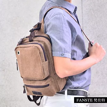 Fanste_梵仕特 帆布遊風 多功能後背包-310卡其咖