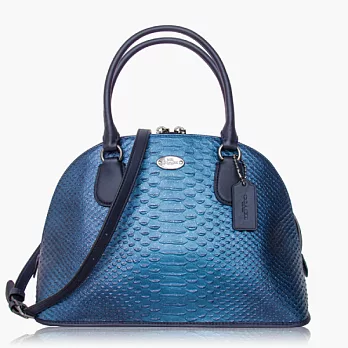 【COACH 多種背法】蛇紋 / 肩背 / 斜背兩用包_金屬藍